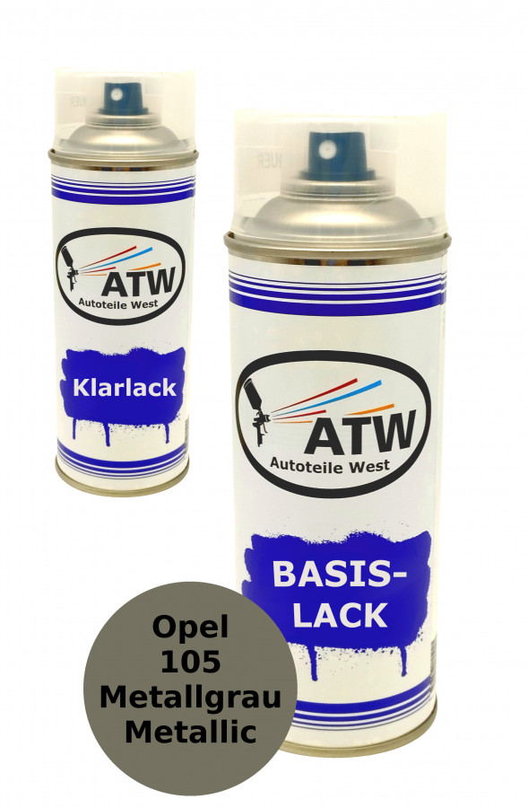 Autolack für Opel 105 Metallgrau Metallic +400ml Klarlack Set